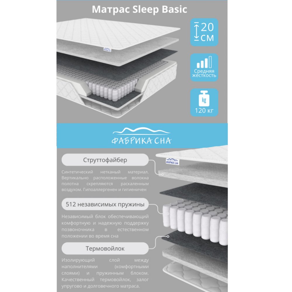 Матрас Sleep Basic купить в Екатеринбурге недорого